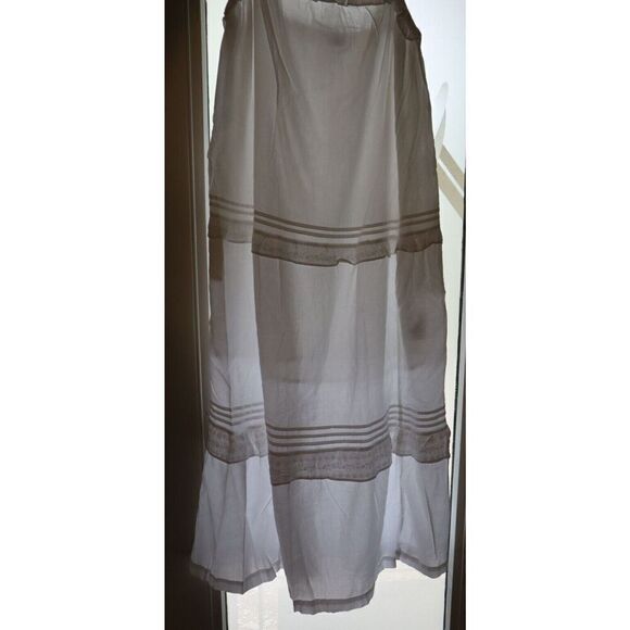 Old Navy Women's Sz M White Sleeveless Ruffle Neck Tiered Midi Sundress - Picture 12 of 12